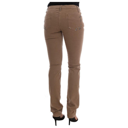 Costume National Beige Cotton Stretch Slim Fit Jeans