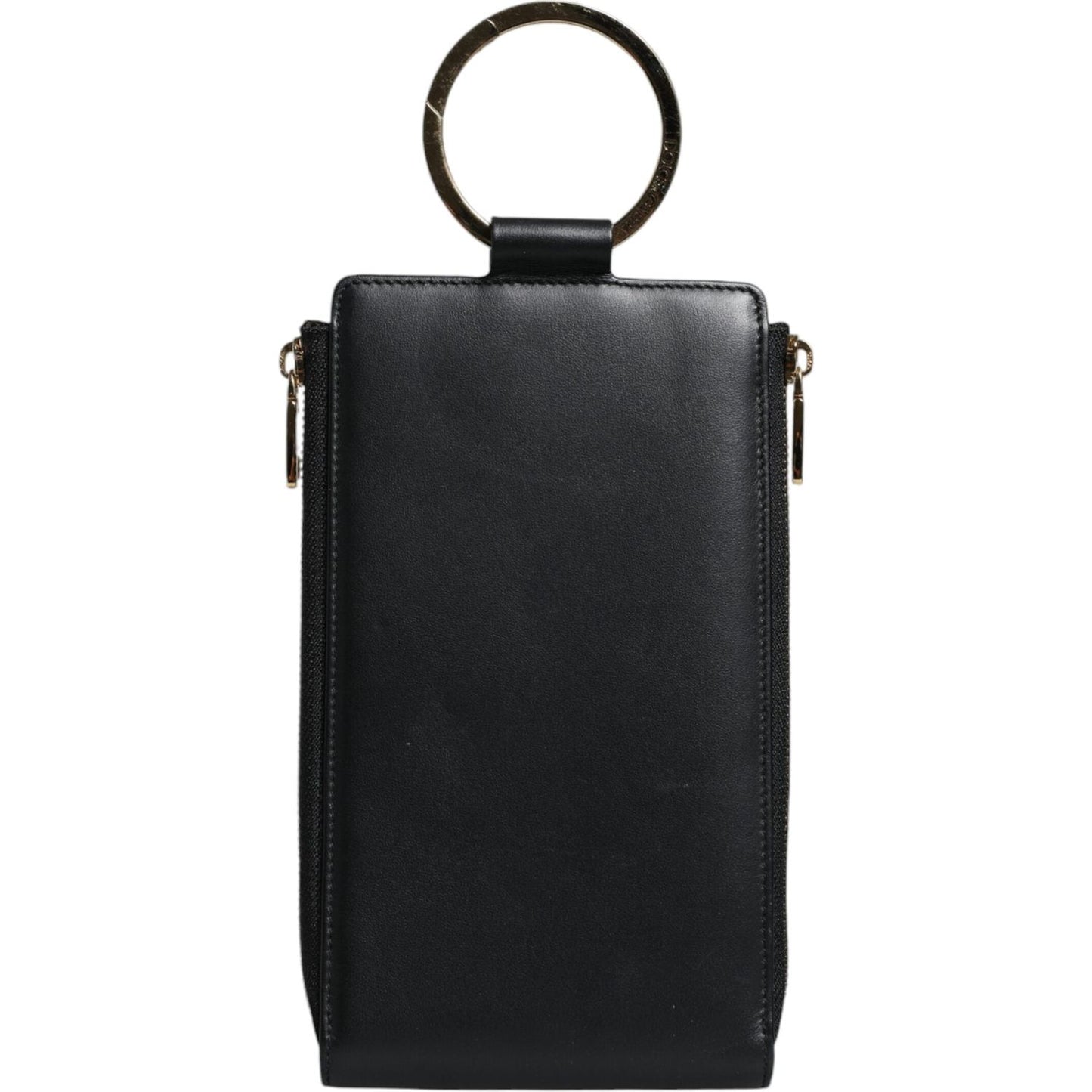 Dolce & Gabbana Black Leather Logo Plaque Neck Strap Card Coin Wallet Dolce & Gabbana