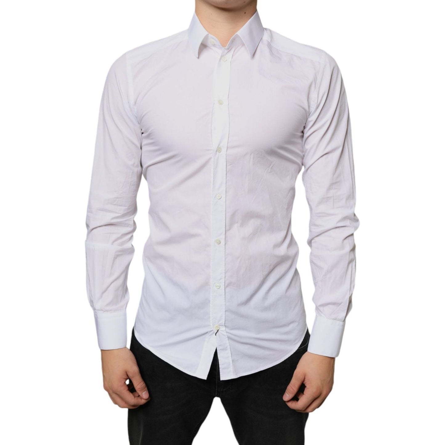 Dolce & Gabbana White Cotton Collared Men Formal Dress Shirt Dolce & Gabbana