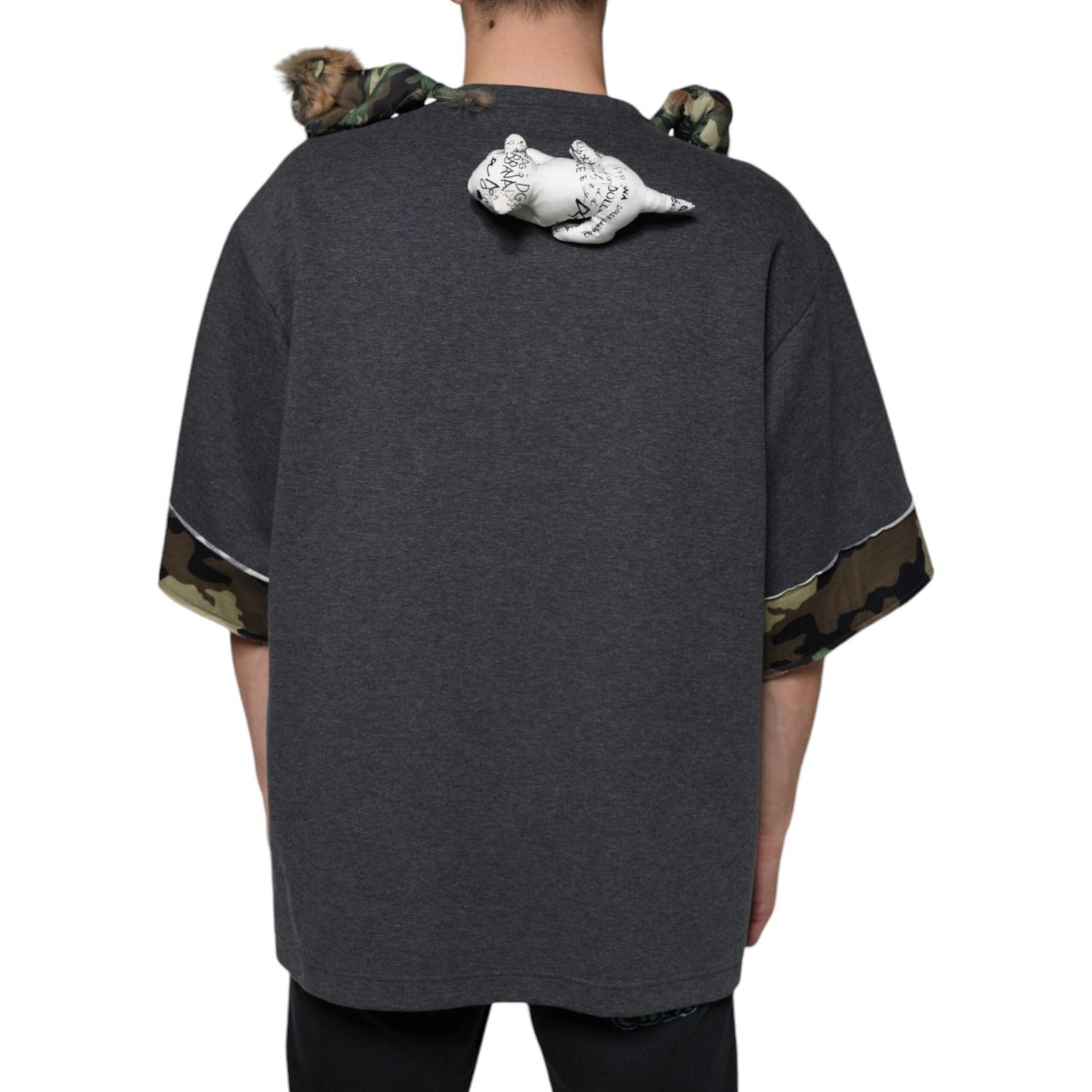 Dolce & Gabbana Gray Camouflage Animal Stuff Cotton T-shirt Dolce & Gabbana