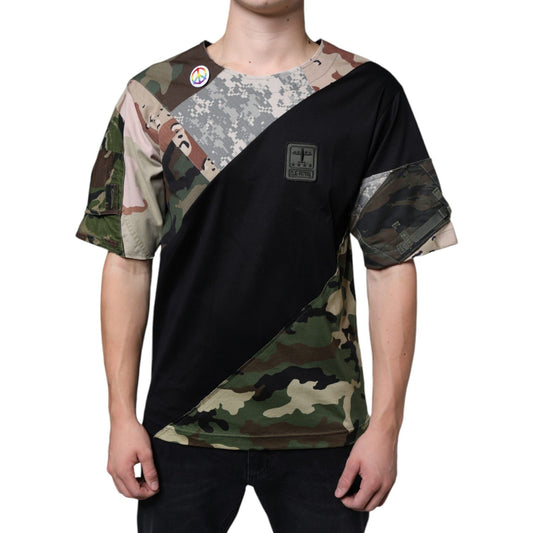 Dolce & Gabbana Multicolor Camouflage Patchwork DG Royal T-shirt
