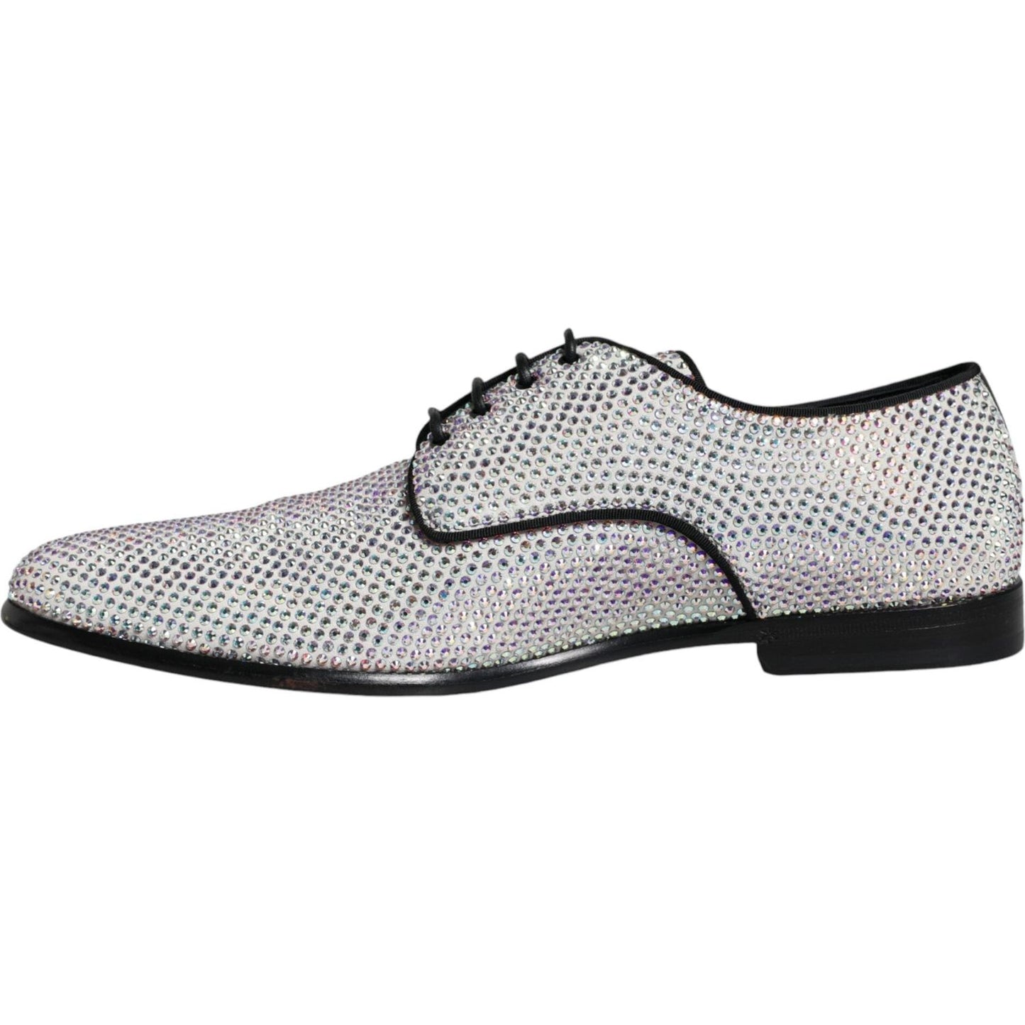 Dolce & Gabbana Silver Leather Rhinestones Derby Dress Shoes Dolce & Gabbana