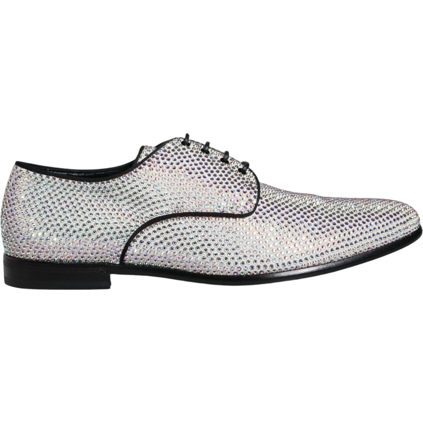 Dolce & Gabbana Silver Leather Rhinestones Derby Dress Shoes Dolce & Gabbana