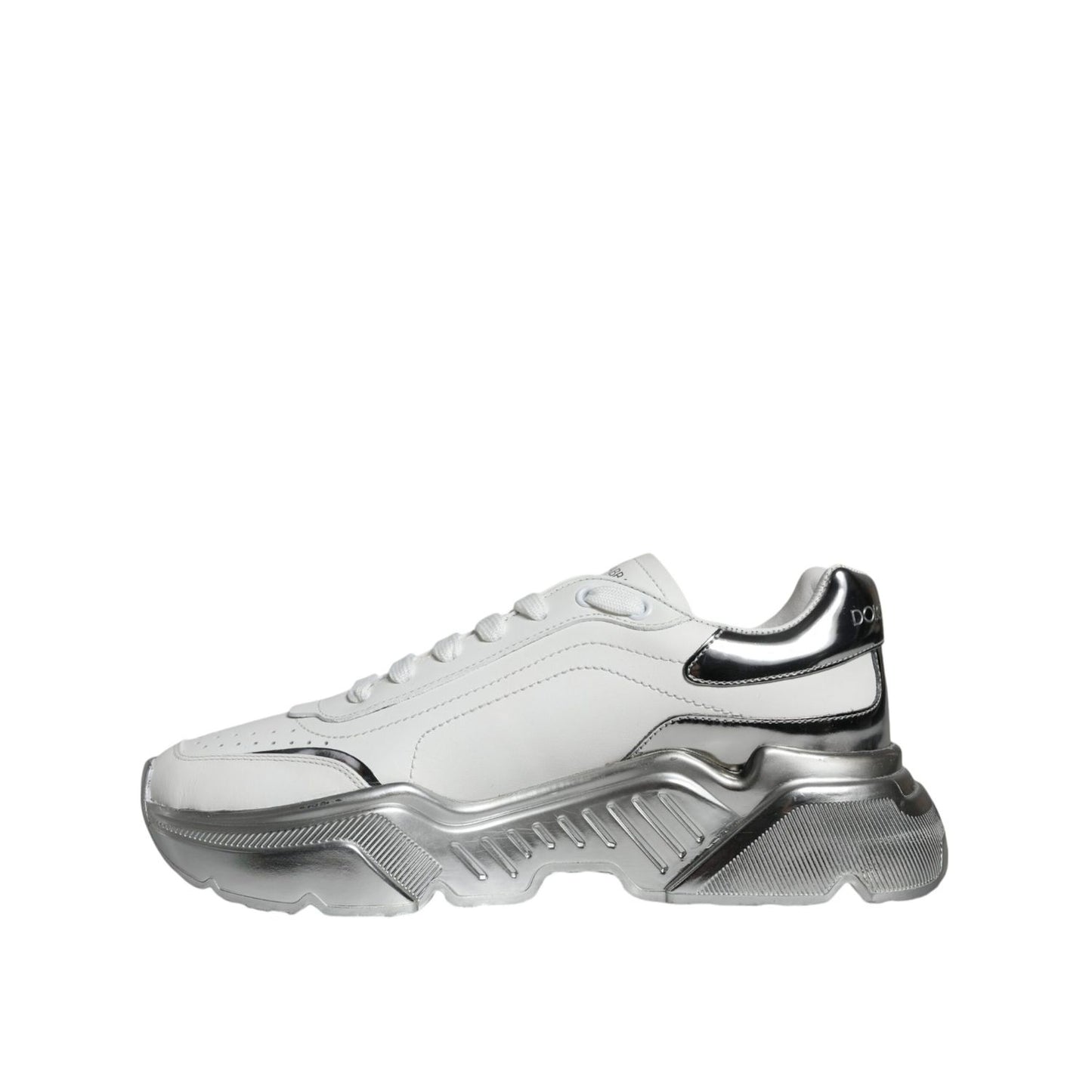 Dolce & Gabbana White Silver Daymaster Low Top Sneakers Shoes