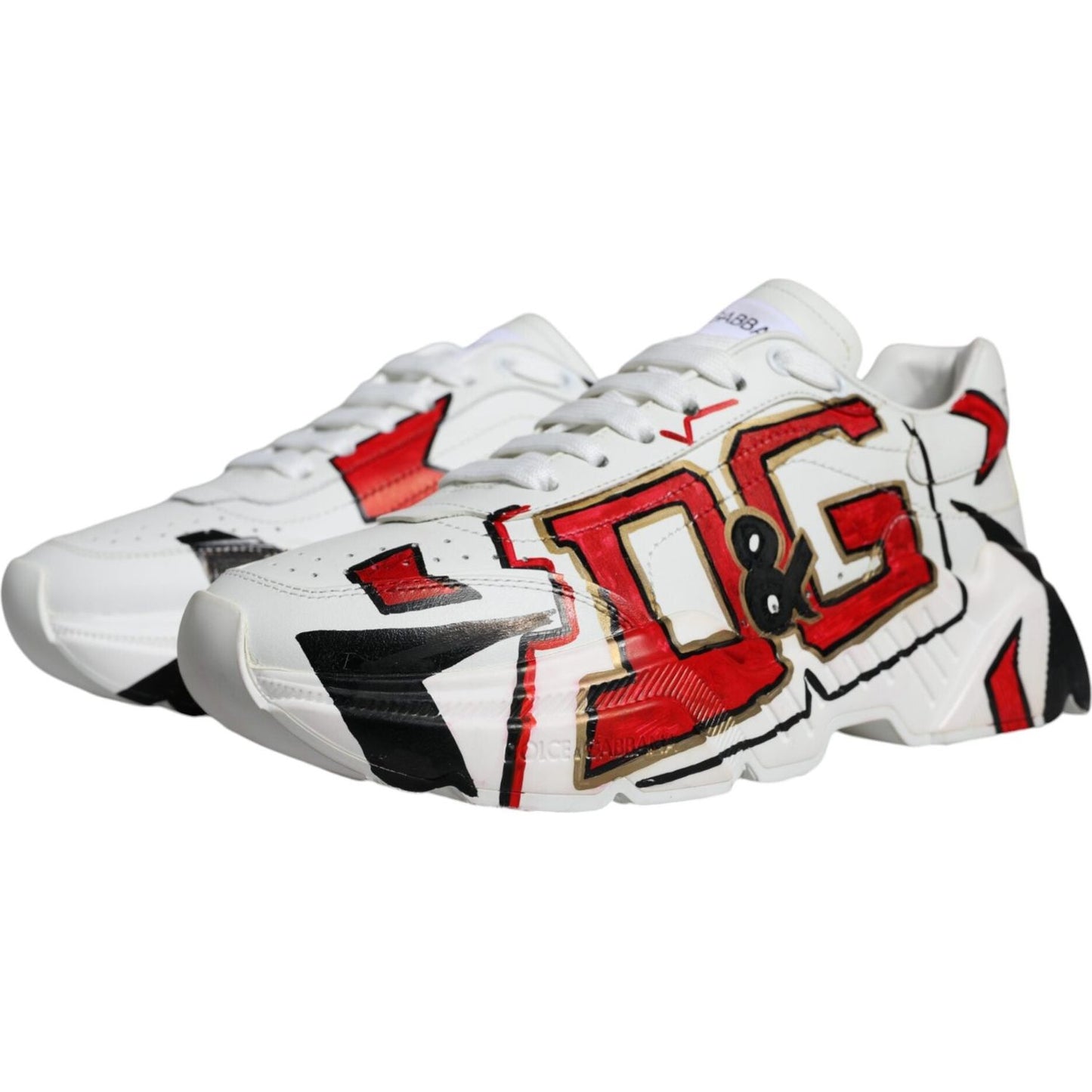 Dolce & Gabbana White Daymaster Hand Painted Sneakers Shoes Dolce & Gabbana