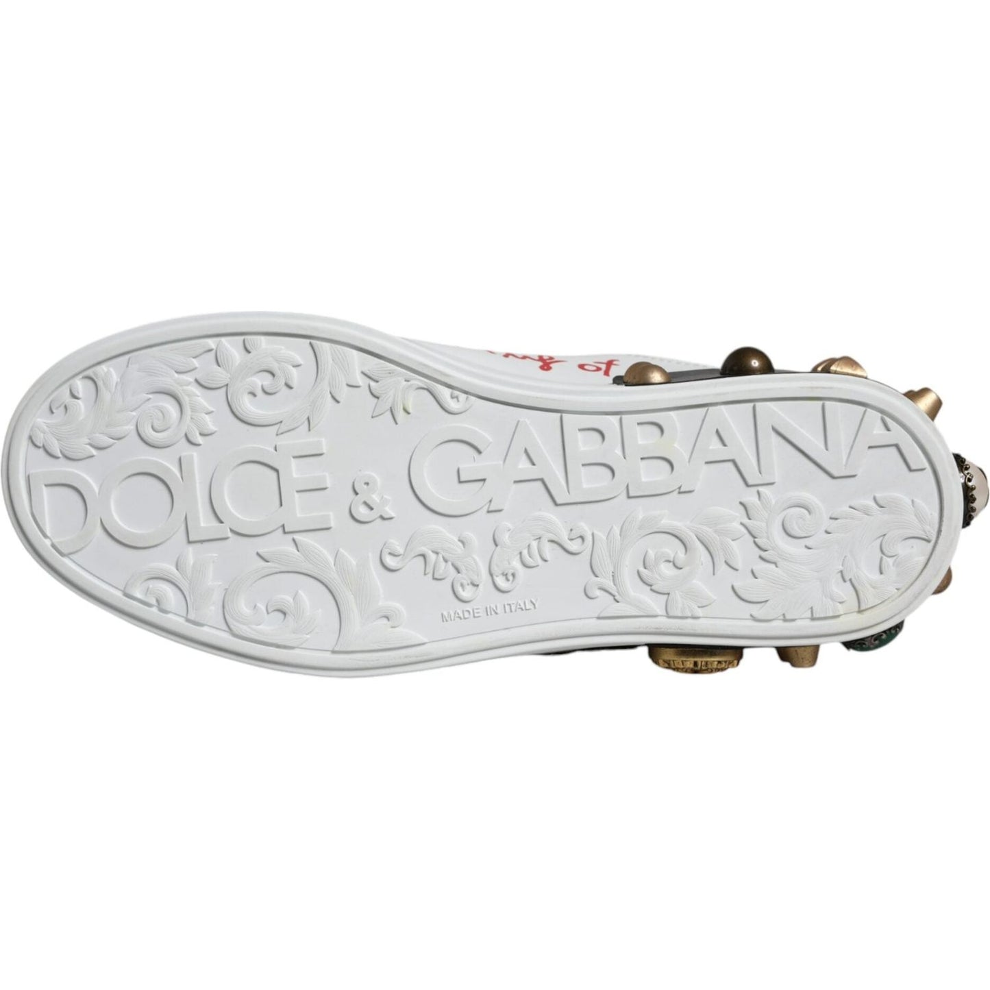 Dolce & Gabbana White Heart Studded Low Top Sneakers Shoes Dolce & Gabbana