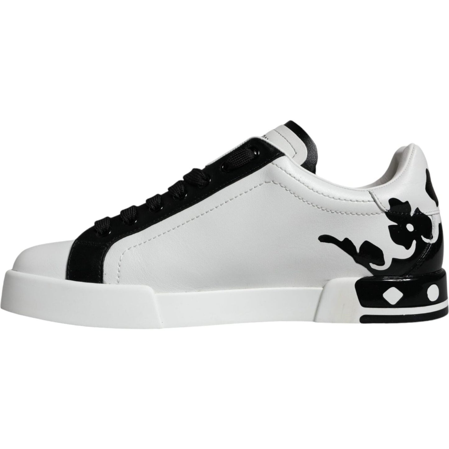 Dolce & Gabbana White Black Leather Crown Milano Sneakers Shoes Dolce & Gabbana