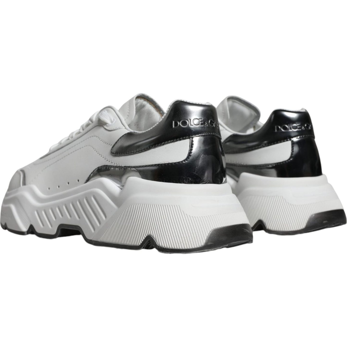 Dolce & Gabbana White Silver DAYMASTER Leather Sneakers Shoes Dolce & Gabbana