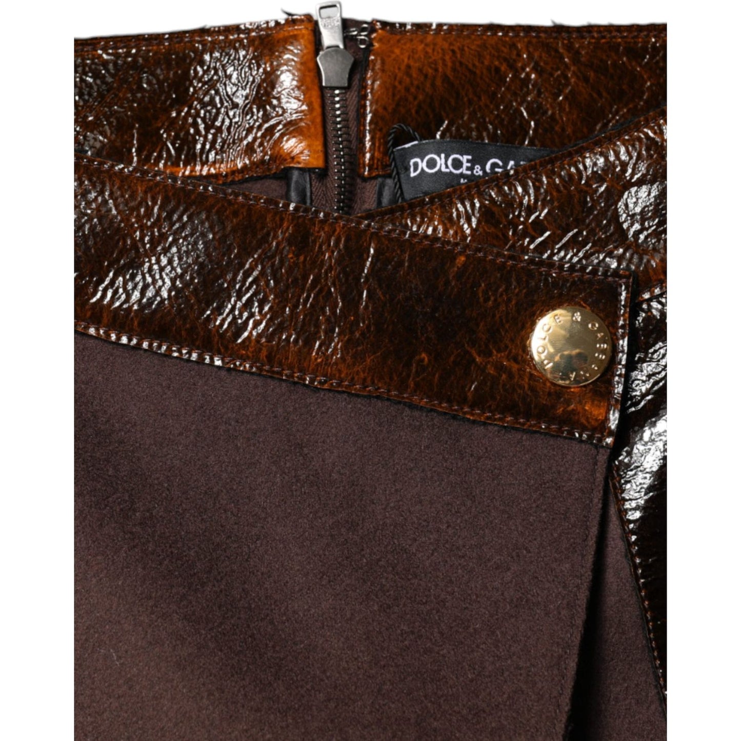 Dolce & Gabbana Brown Virgin Wool Mid Waist A-line Mini Skirt Dolce & Gabbana