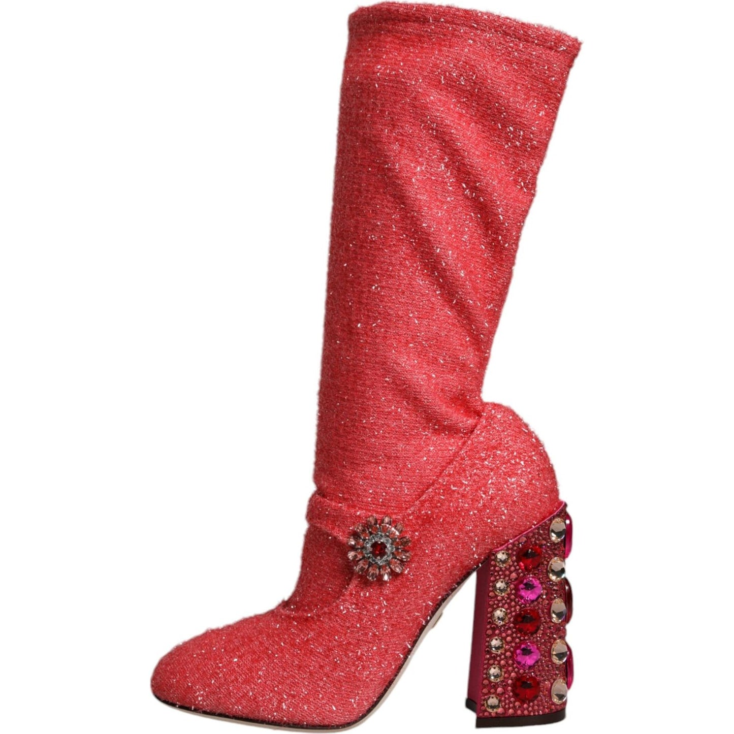 Dolce & Gabbana Pink Crystal Lurex Fantasy High Boots Shoes Dolce & Gabbana