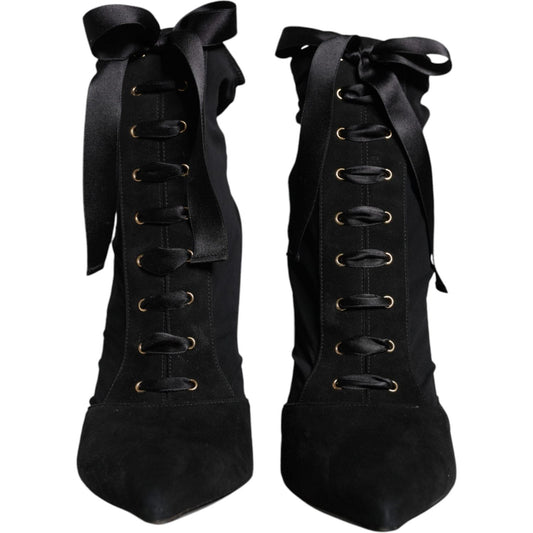 Dolce & Gabbana Black Lace Up Trekking Ankle Boots Shoes Dolce & Gabbana