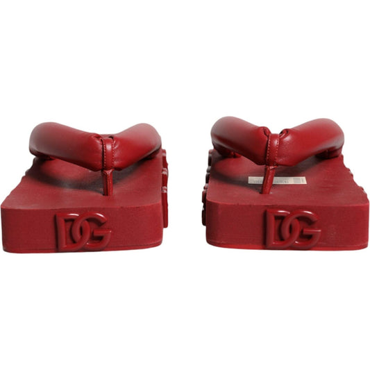 Dolce & Gabbana Red Rubber Slides Sandals Flip Flops Shoes Dolce & Gabbana