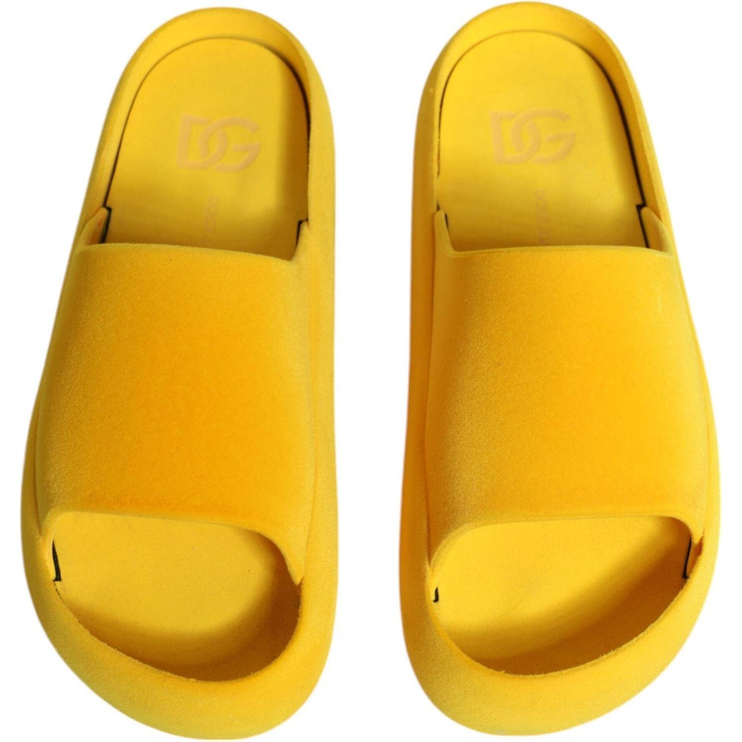 Dolce & Gabbana Yellow Rubber Slides Sandals Beachwear Shoes Dolce & Gabbana