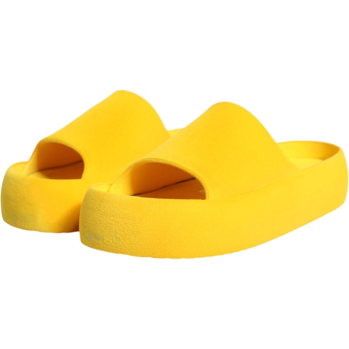 Dolce & Gabbana Yellow Rubber Slides Sandals Beachwear Shoes Dolce & Gabbana