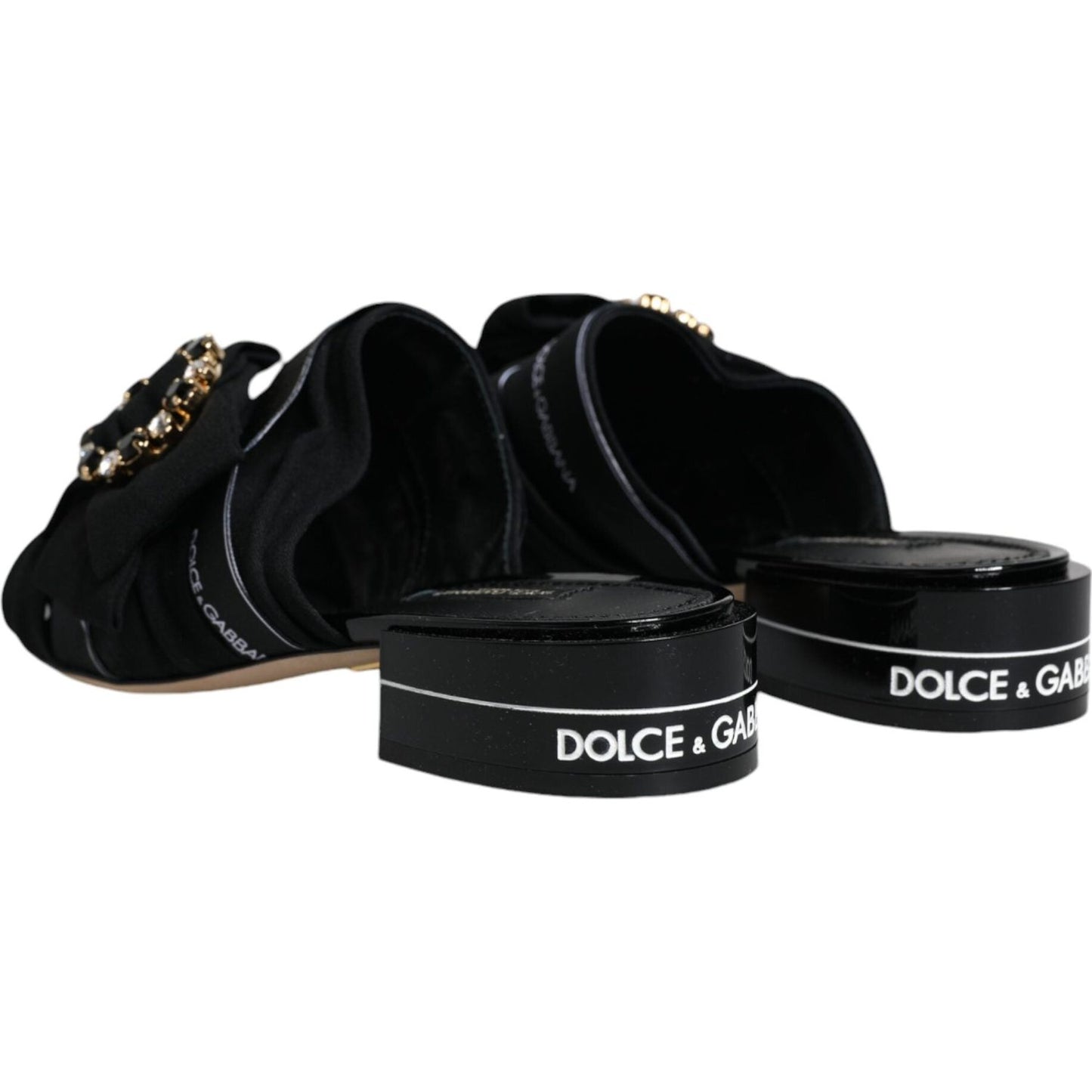 Dolce & Gabbana Black White Crystal Slides Sandals Shoes Dolce & Gabbana