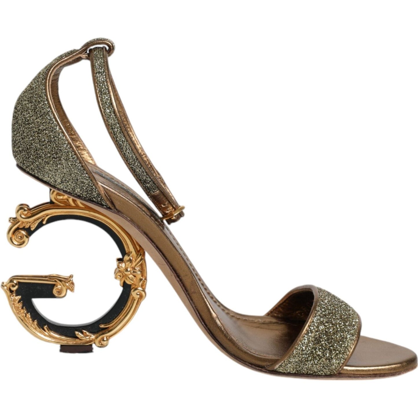 Dolce & Gabbana Gold Lurex Ankle Strap Heel Sandals Shoes Dolce & Gabbana