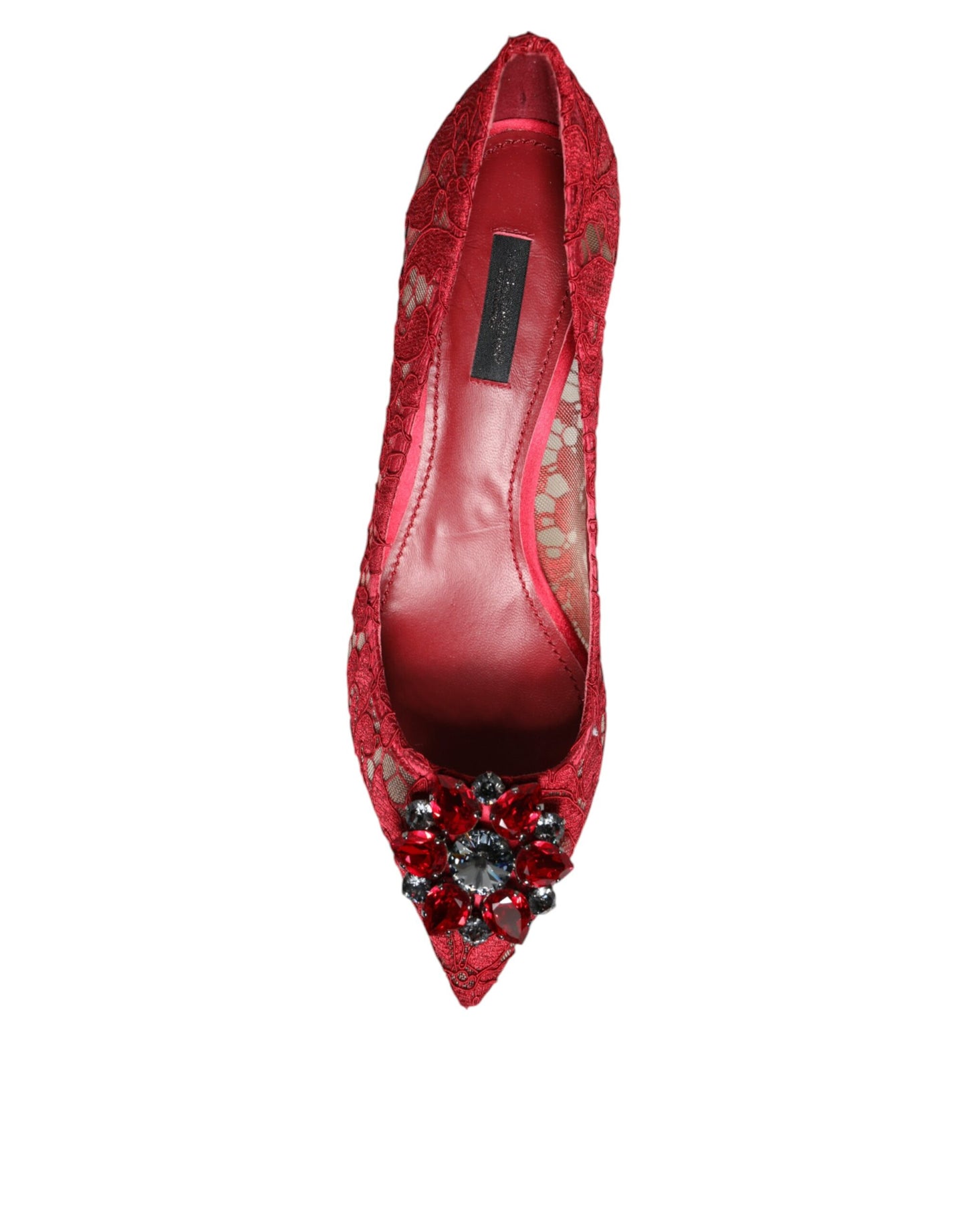 Dolce & Gabbana Red Taormina Lace Crystal Heels Pumps Shoes Dolce & Gabbana