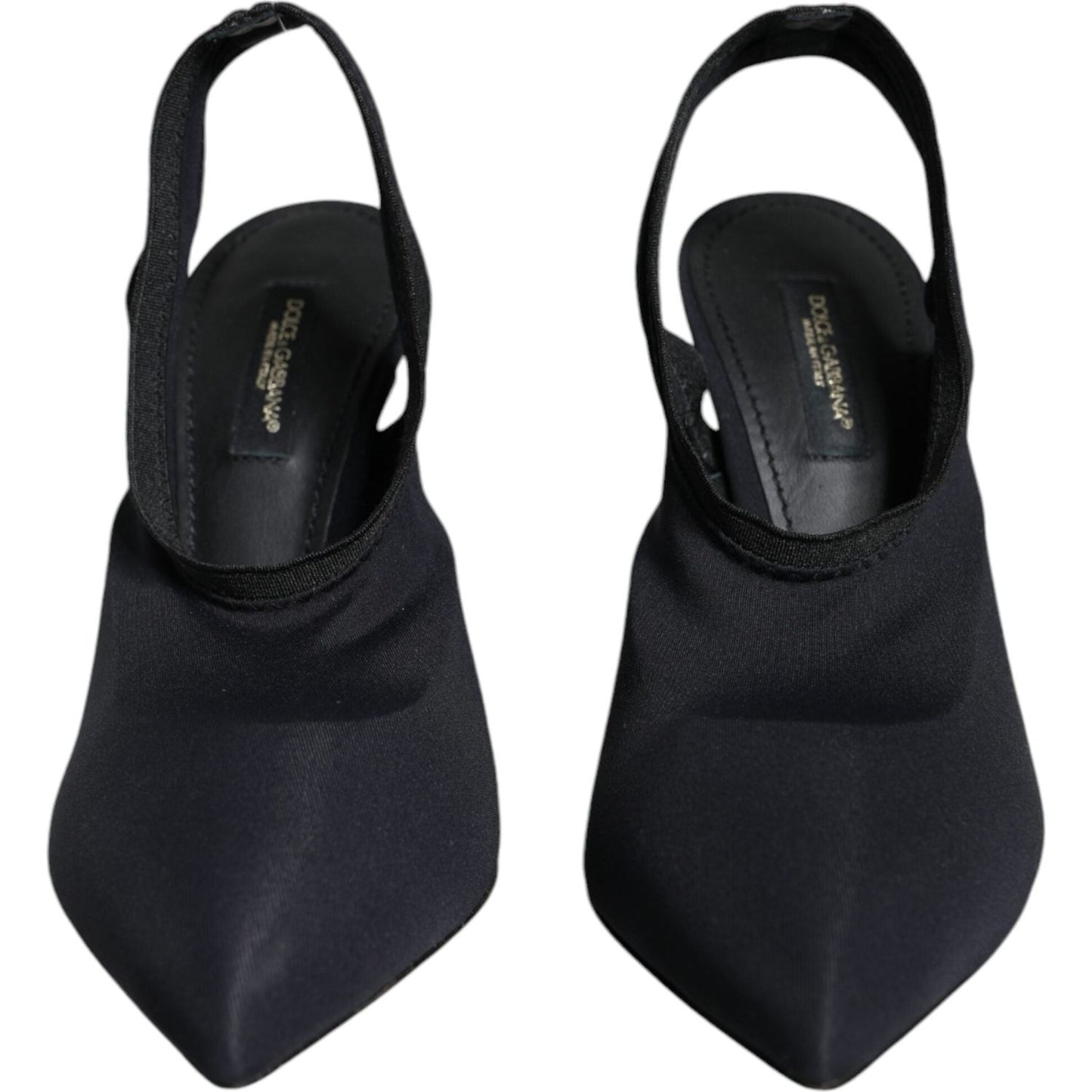 Dolce & Gabbana Black Jersey Stretch Heels Slingback Shoes Dolce & Gabbana