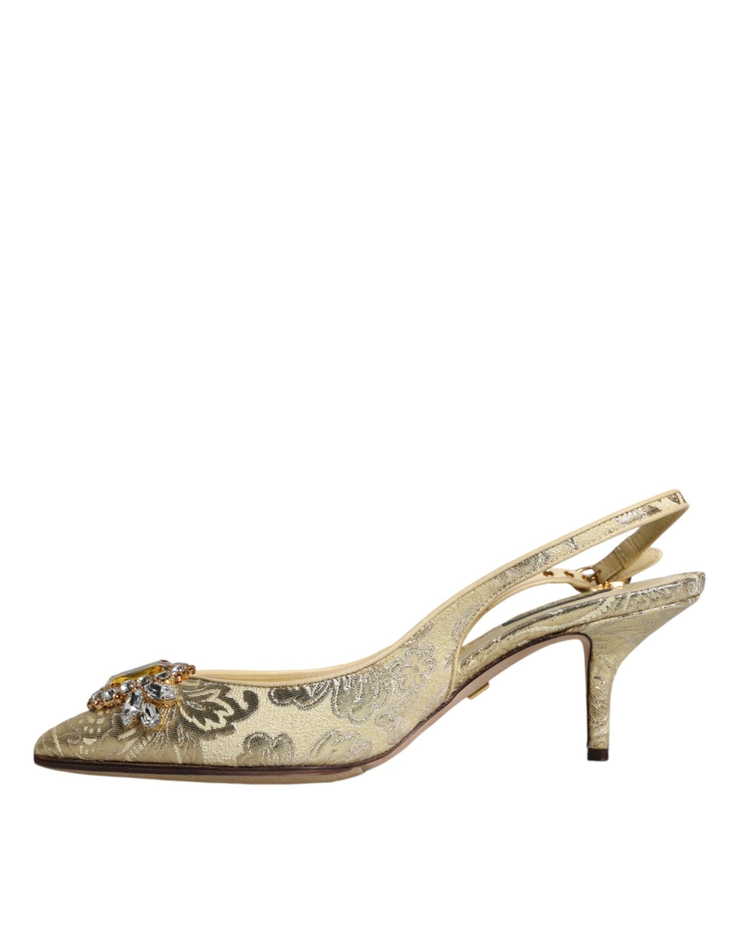 Dolce & Gabbana Gold Crystal Pumps Heels Slingbacks Shoes Dolce & Gabbana