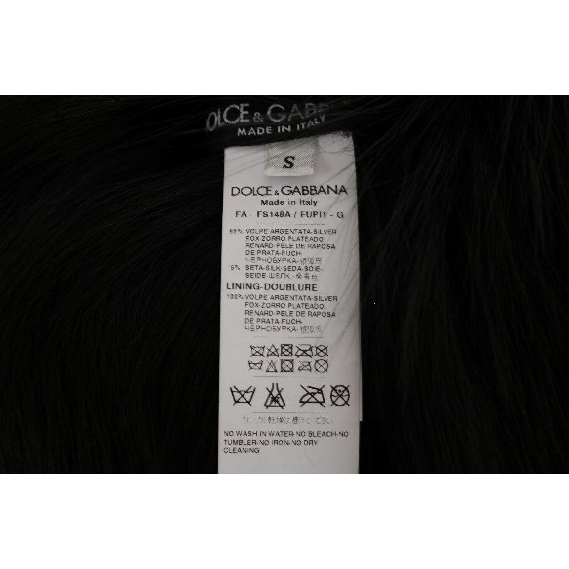 Dolce & Gabbana Black Silver Fox Fur Scarf