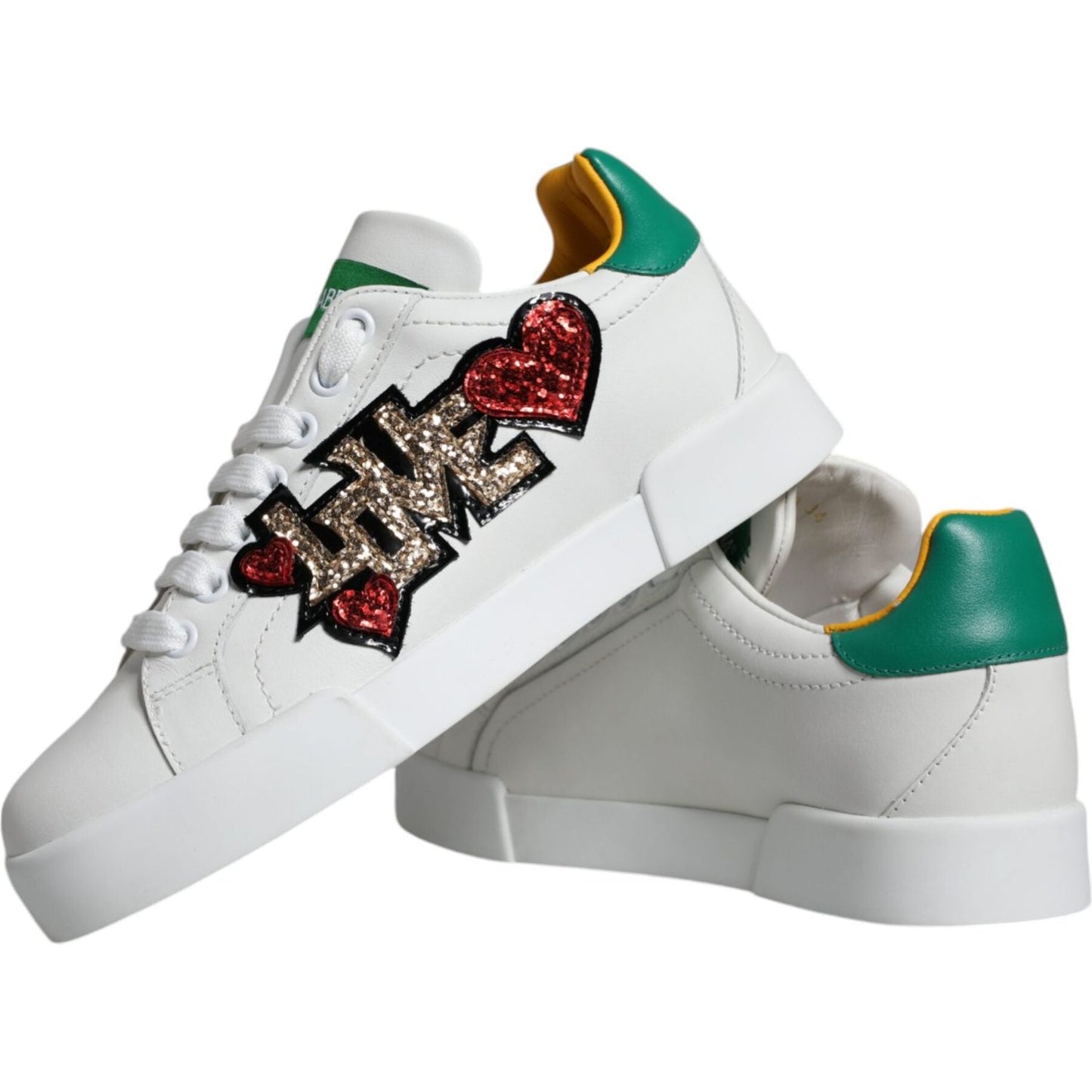 Dolce & Gabbana White Love Patch Portofino Sneakers Shoes Dolce & Gabbana