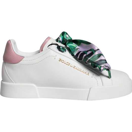 Dolce & Gabbana White Leather Portofino Low Top Sneakers Shoes Dolce & Gabbana