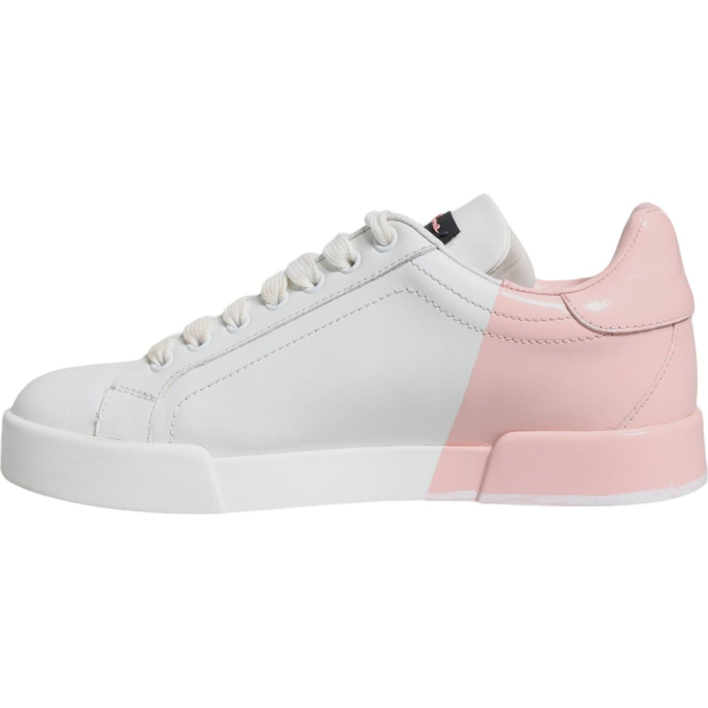 Dolce & Gabbana White Pink Portofino Low Top Sneakers Shoes Dolce & Gabbana