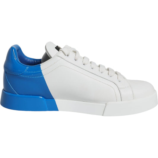 Dolce & Gabbana White Blue Portofino Low Top Sneakers Shoes Dolce & Gabbana