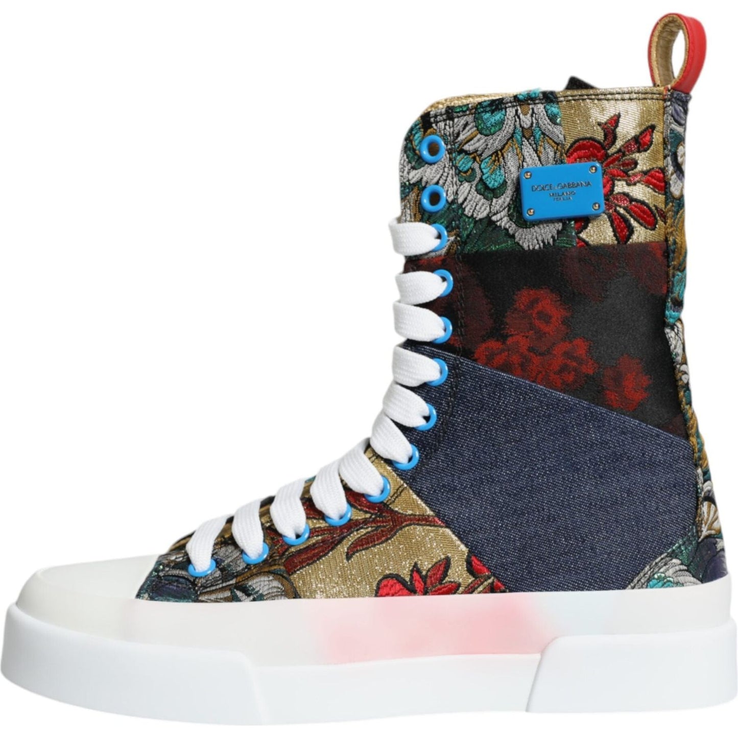 Dolce & Gabbana Multicolor Patchwork Logo High Top Sneakers Shoes Dolce & Gabbana