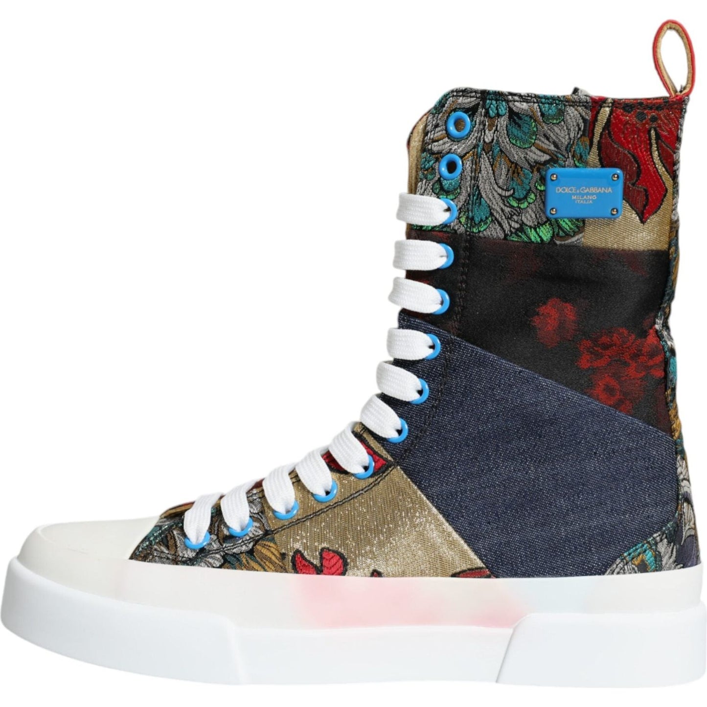 Dolce & Gabbana Multicolor Patchwork Logo High Top Sneakers Shoes Dolce & Gabbana