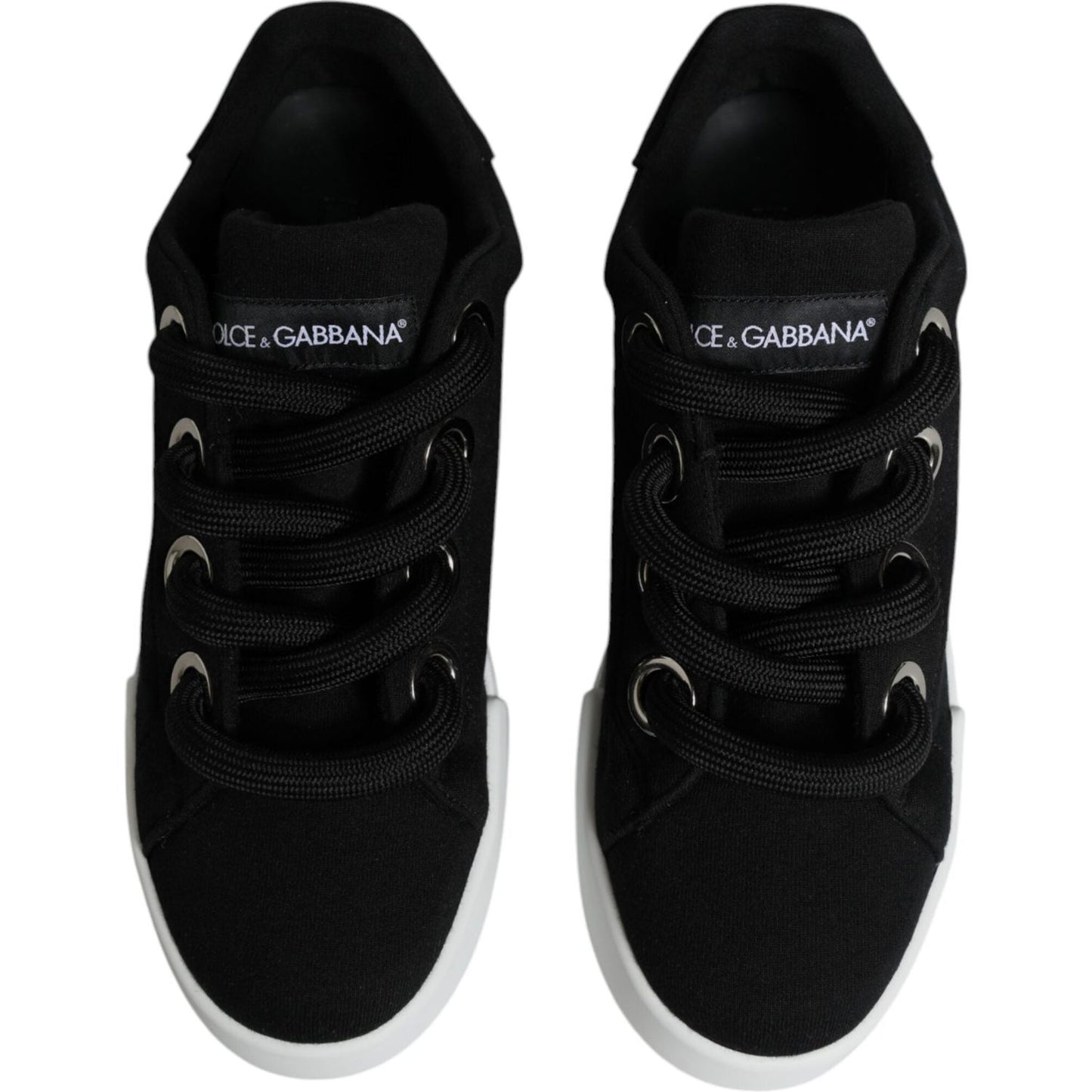 Dolce & Gabbana Black White Portofino Low Top Sneakers Shoes Dolce & Gabbana