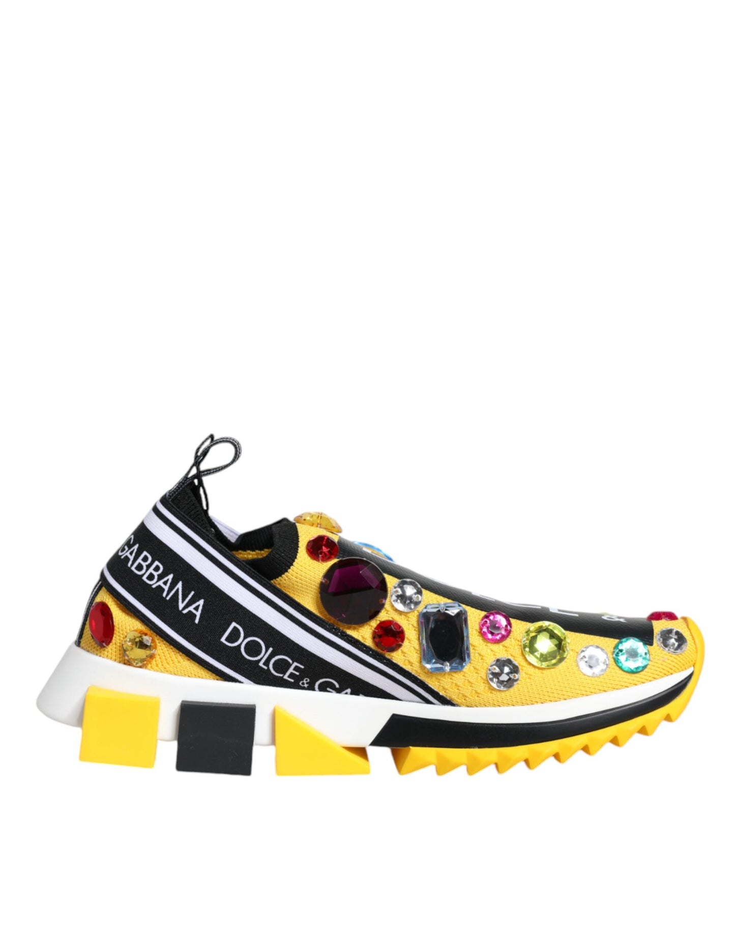 Dolce & Gabbana Yellow Sorrento Crystals Low Top Sneakers Shoes Dolce & Gabbana