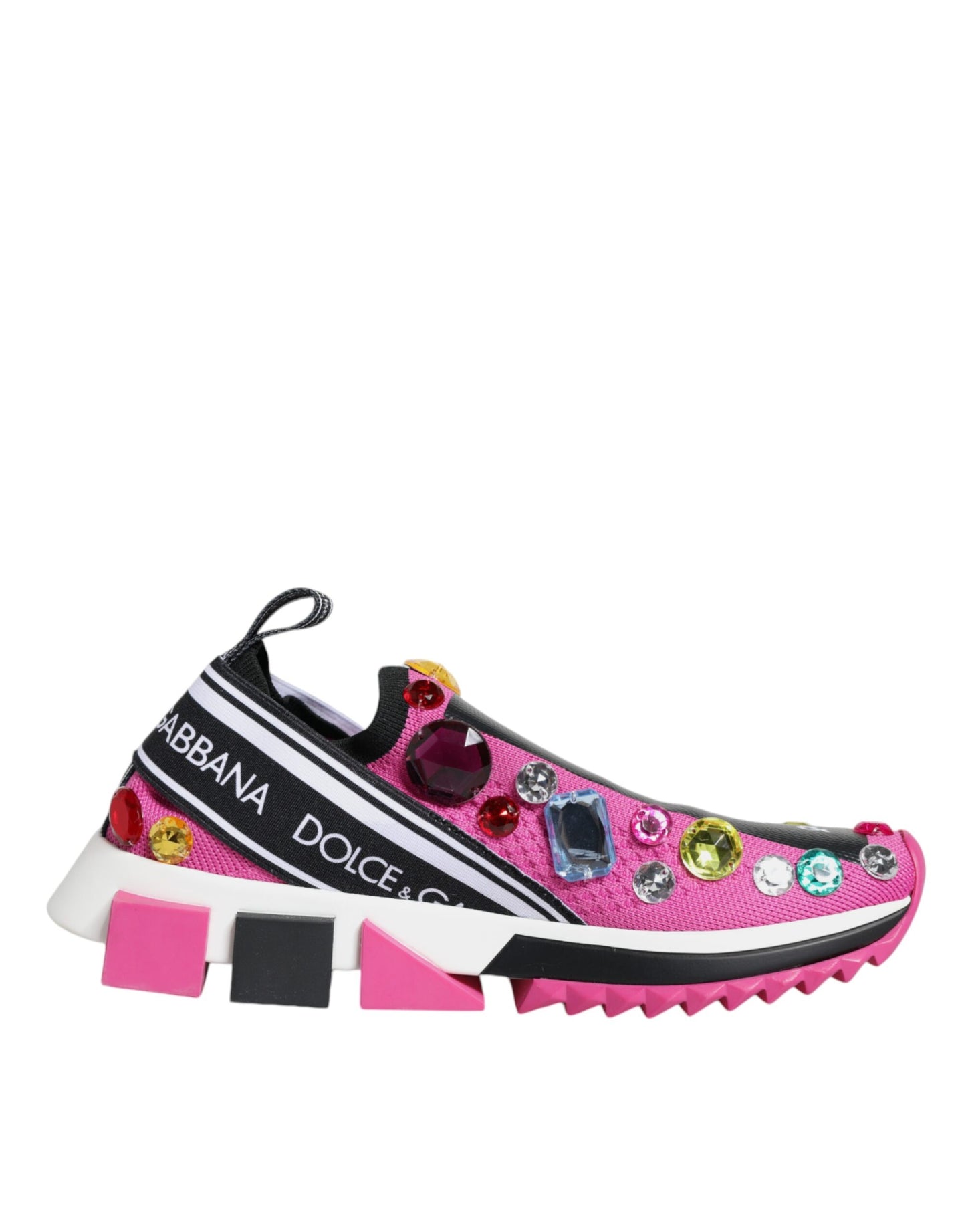 Dolce & Gabbana Pink Sorrento Crystals Low Top Sneakers Shoes Dolce & Gabbana