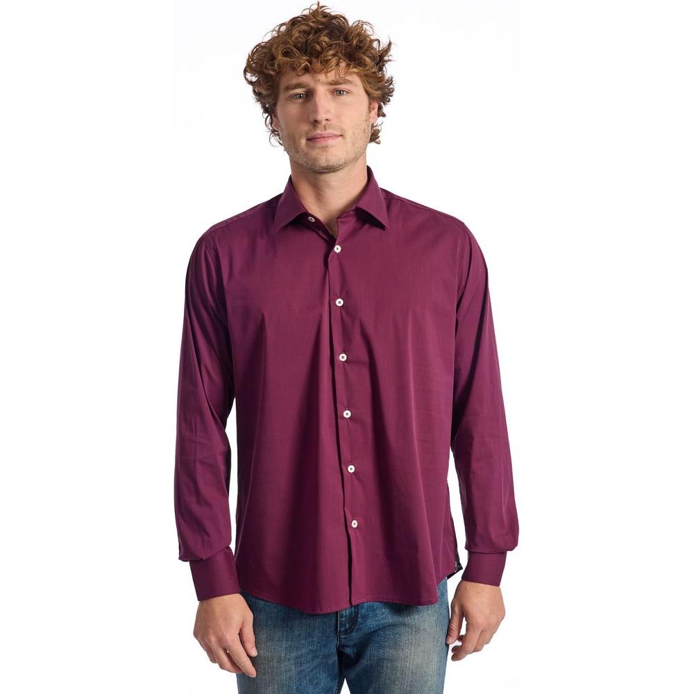 Baldinini Trend Burgundy Cotton Men Shirt Baldinini Trend