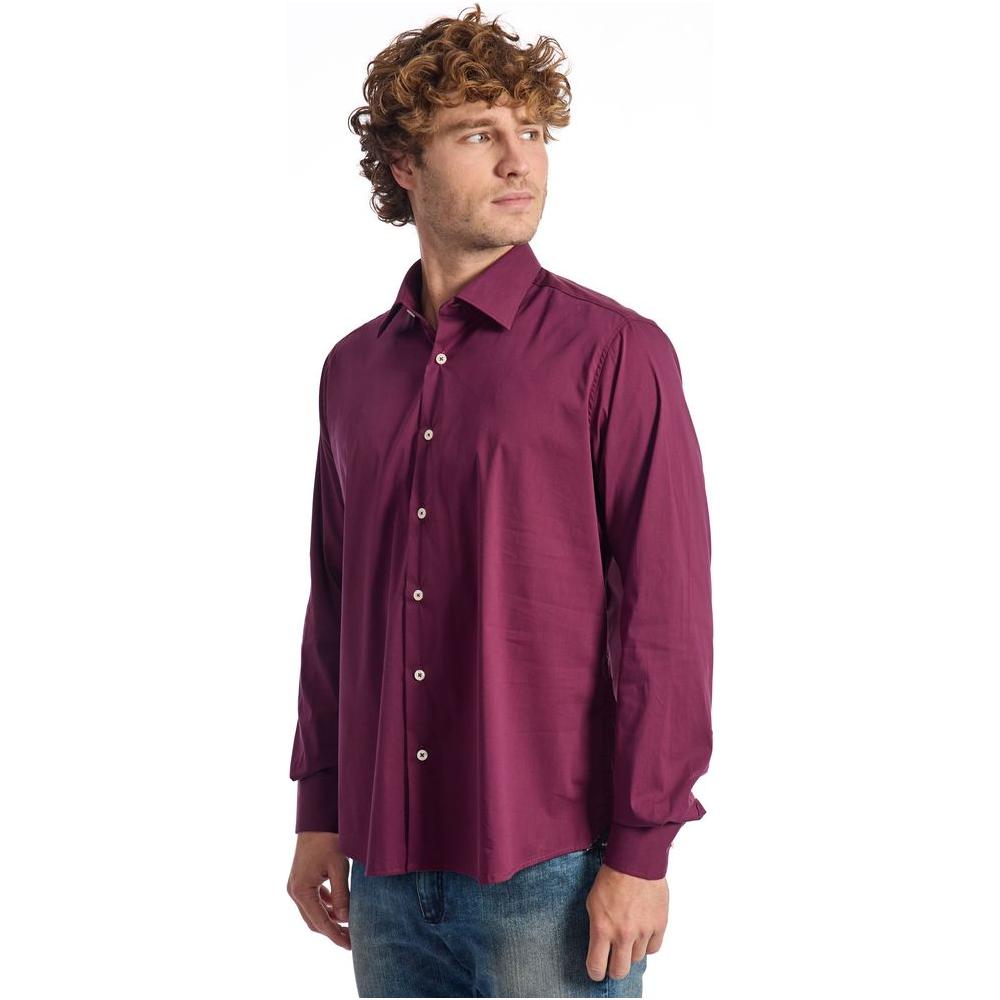 Baldinini Trend Burgundy Cotton Men Shirt Baldinini Trend