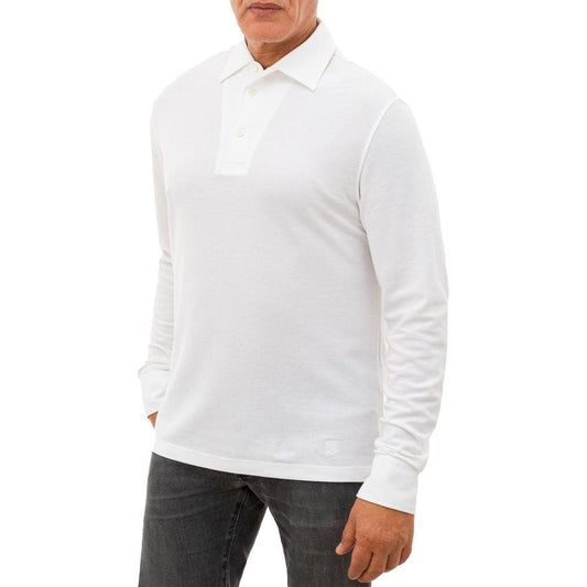 Corneliani White Cotton Polo Shirt Corneliani