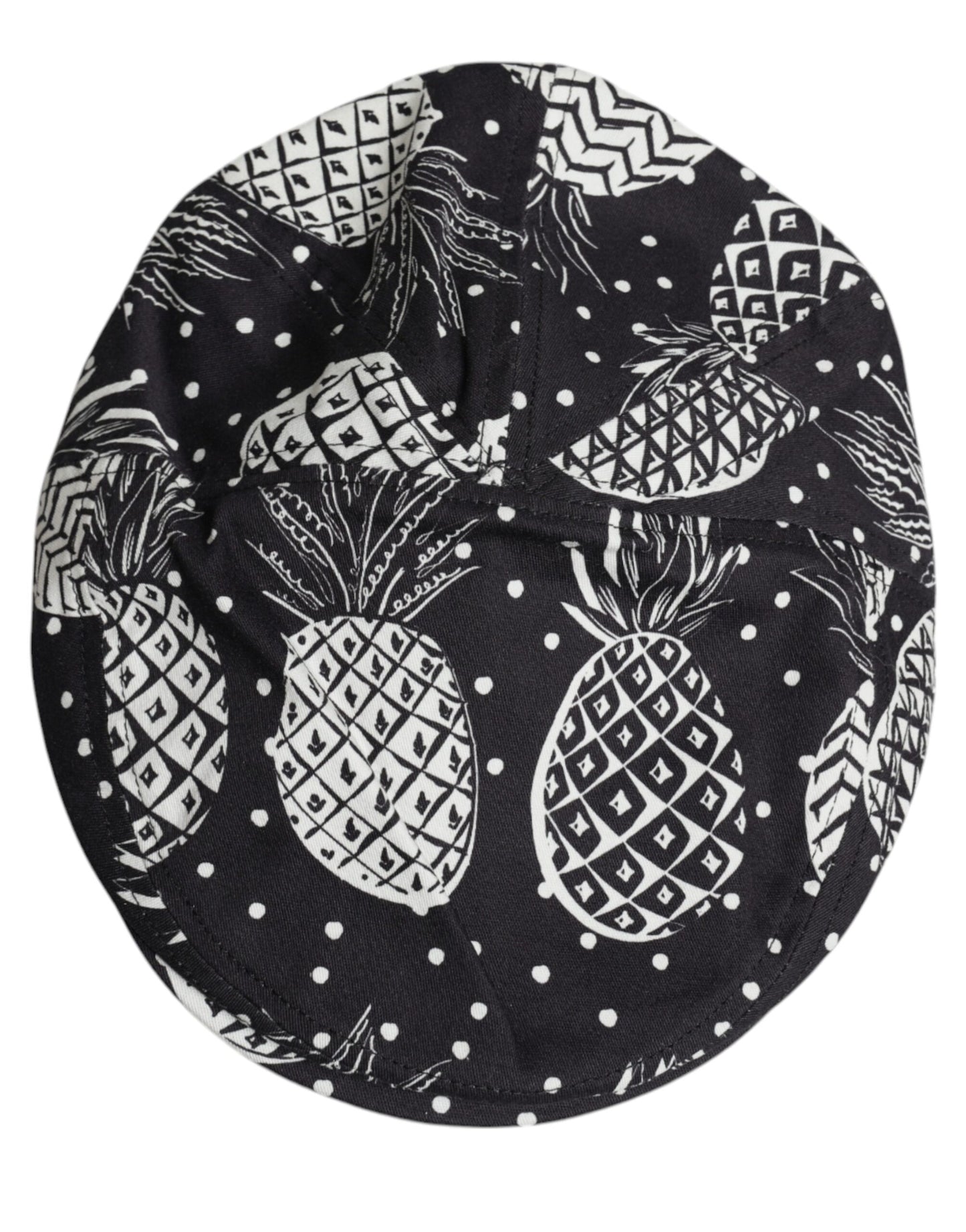 Dolce & Gabbana Black White Pineapple Print Newsboy Cap Hat Dolce & Gabbana