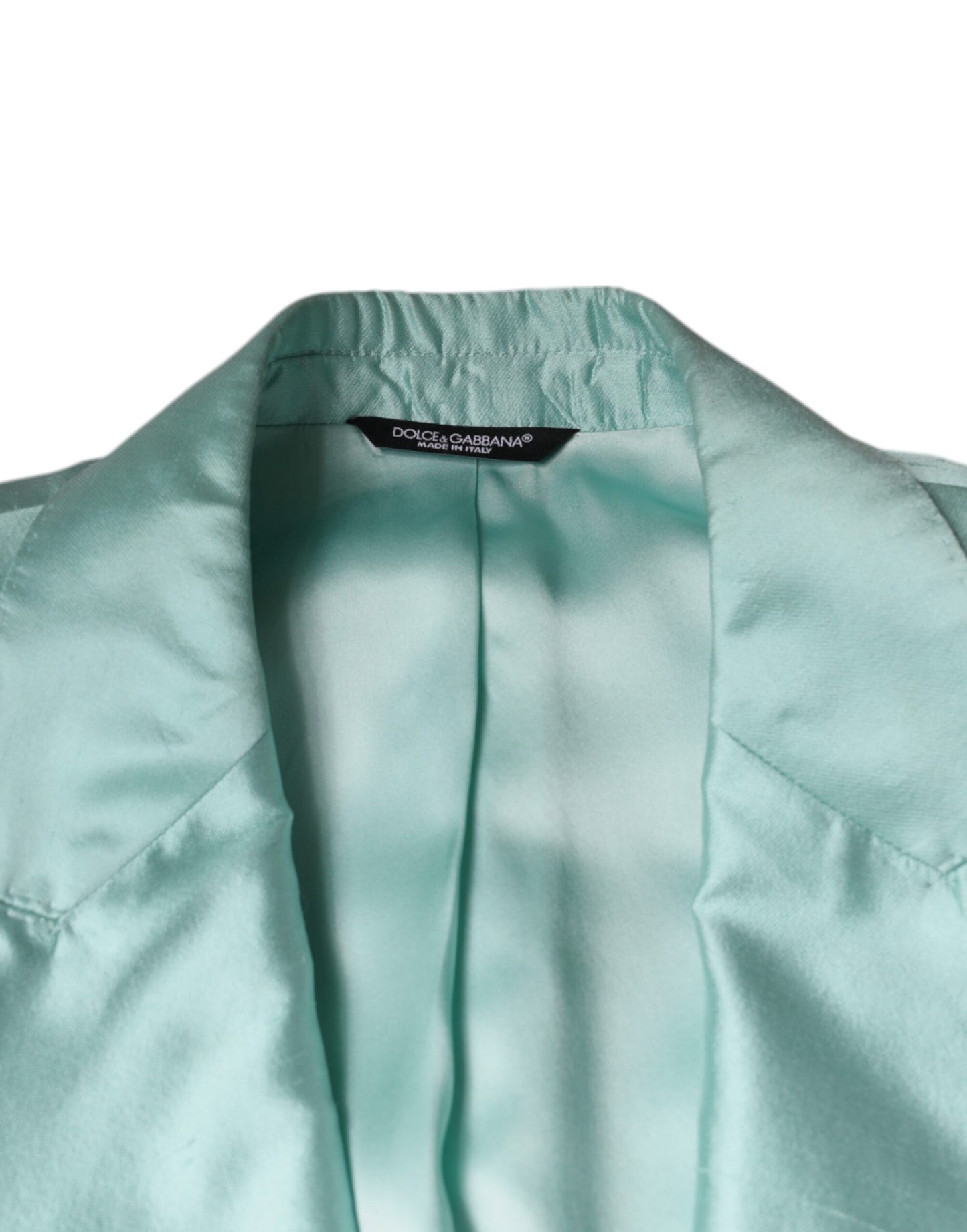 Dolce & Gabbana Mint Green Silk Single Breasted Coat Blazer Dolce & Gabbana