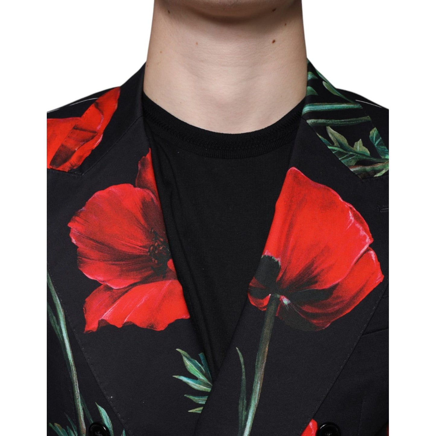 Dolce & Gabbana Black Floral Double Breasted Dress Blazer Dolce & Gabbana