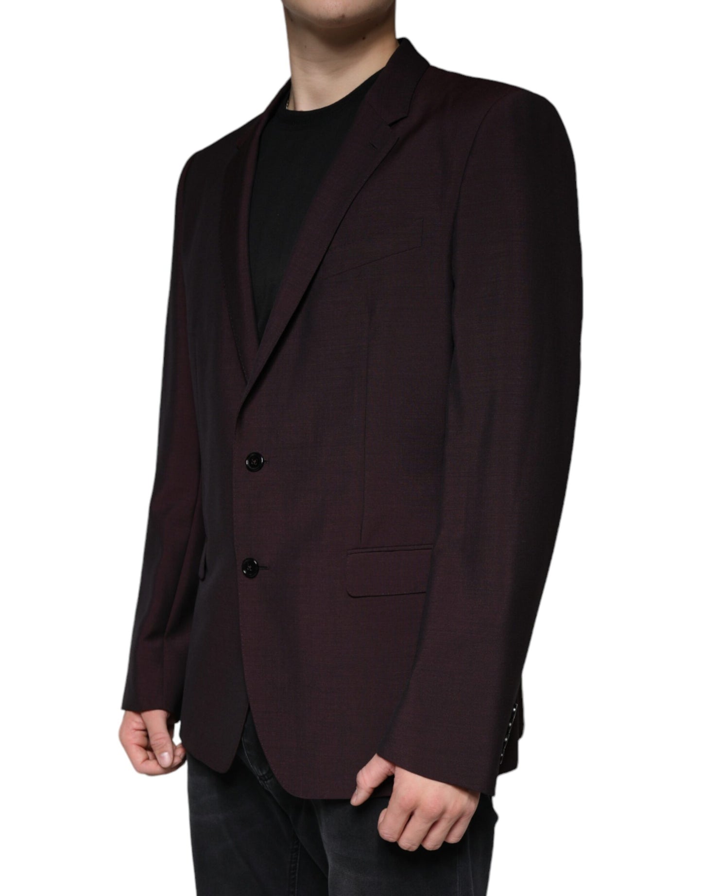 Dolce & Gabbana Bordeaux Wool Single Breasted Dress Blazer Dolce & Gabbana