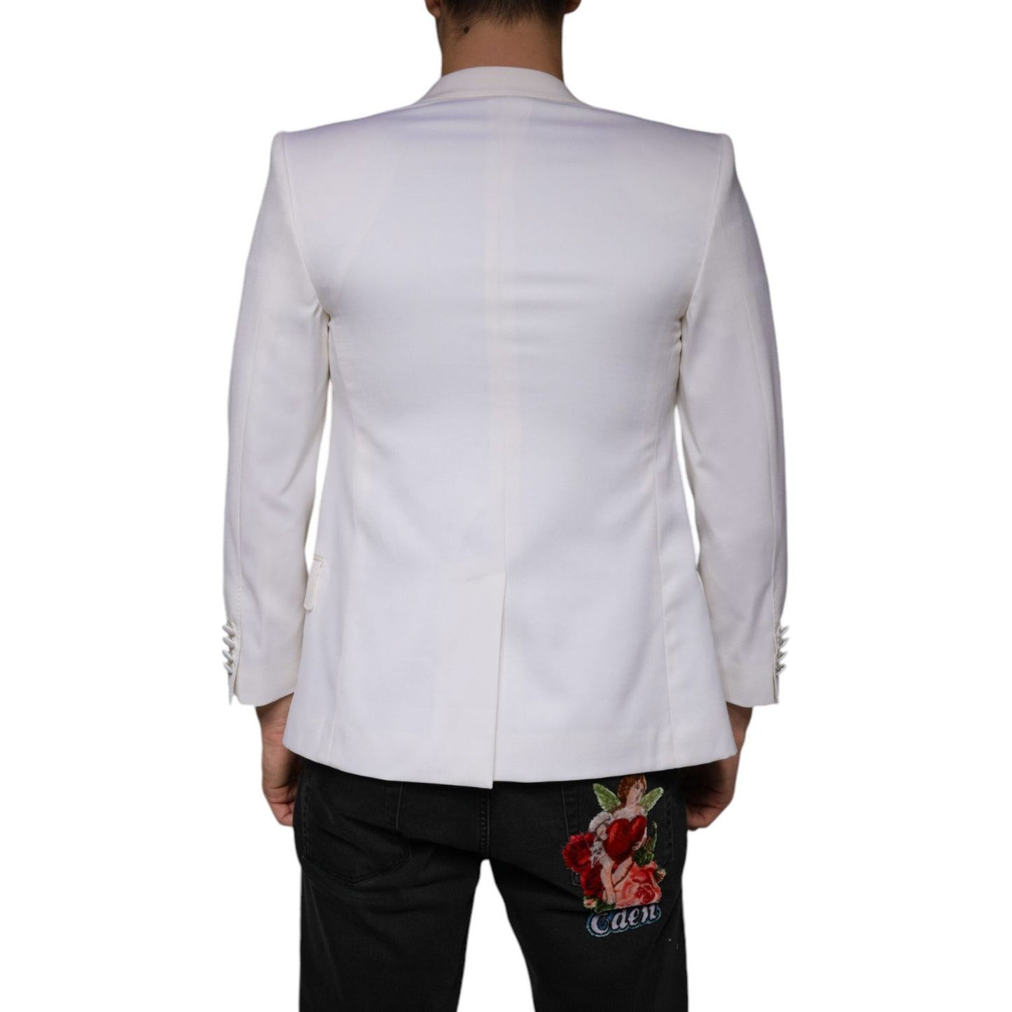 Dolce & Gabbana Off White Wool Single Breasted Dress Blazer Dolce & Gabbana