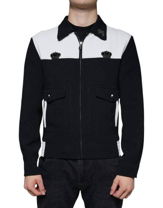 Dolce & Gabbana Black White DG Crown Full Zip Blouson Jacket Dolce & Gabbana