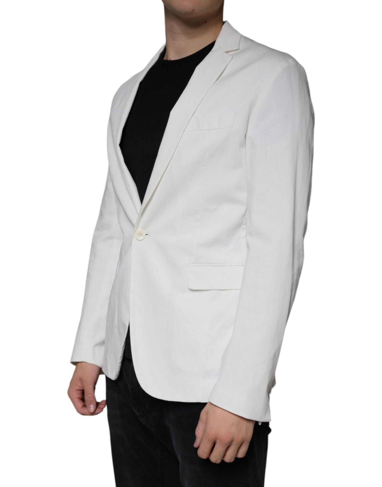 Dondup White Single Breasted One Button Dress Formal Blazer Dondup