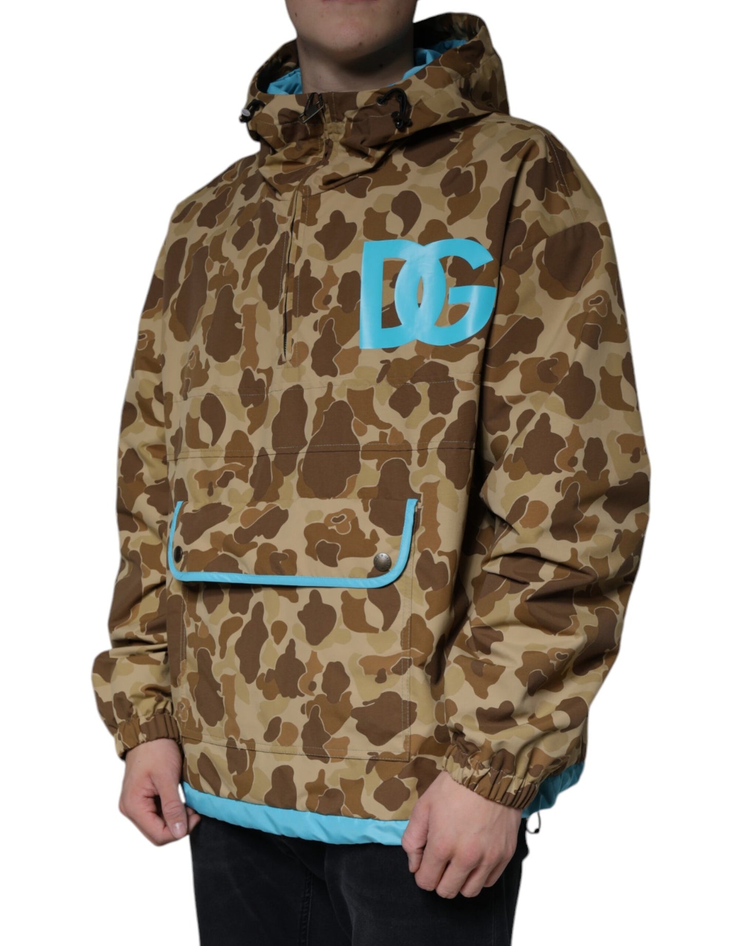 Dolce & Gabbana Brown Camouflage Hooded Pullover Jacket Dolce & Gabbana