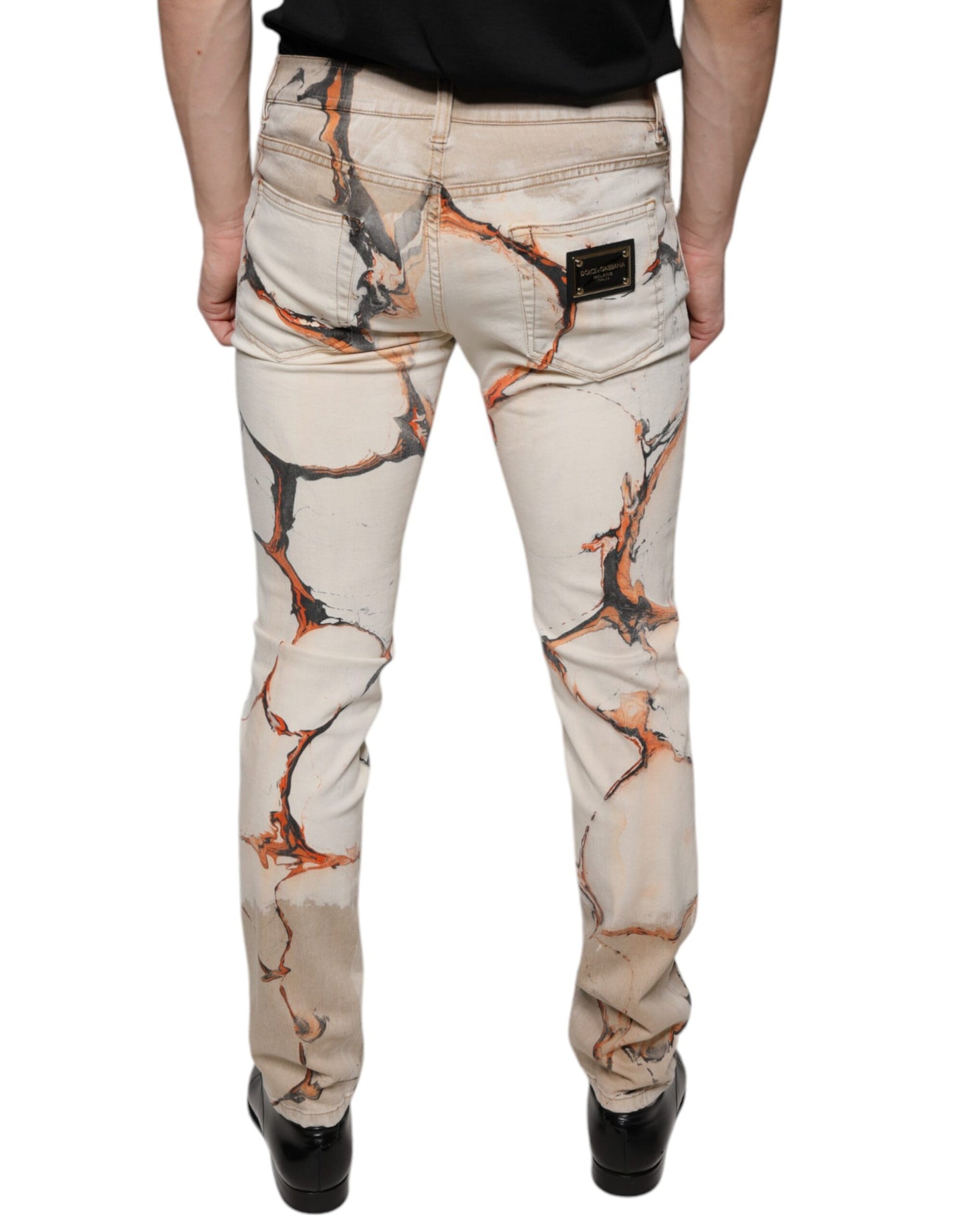 Dolce & Gabbana Beige Cotton Dye Slim Fit Men Denim Jeans Dolce & Gabbana