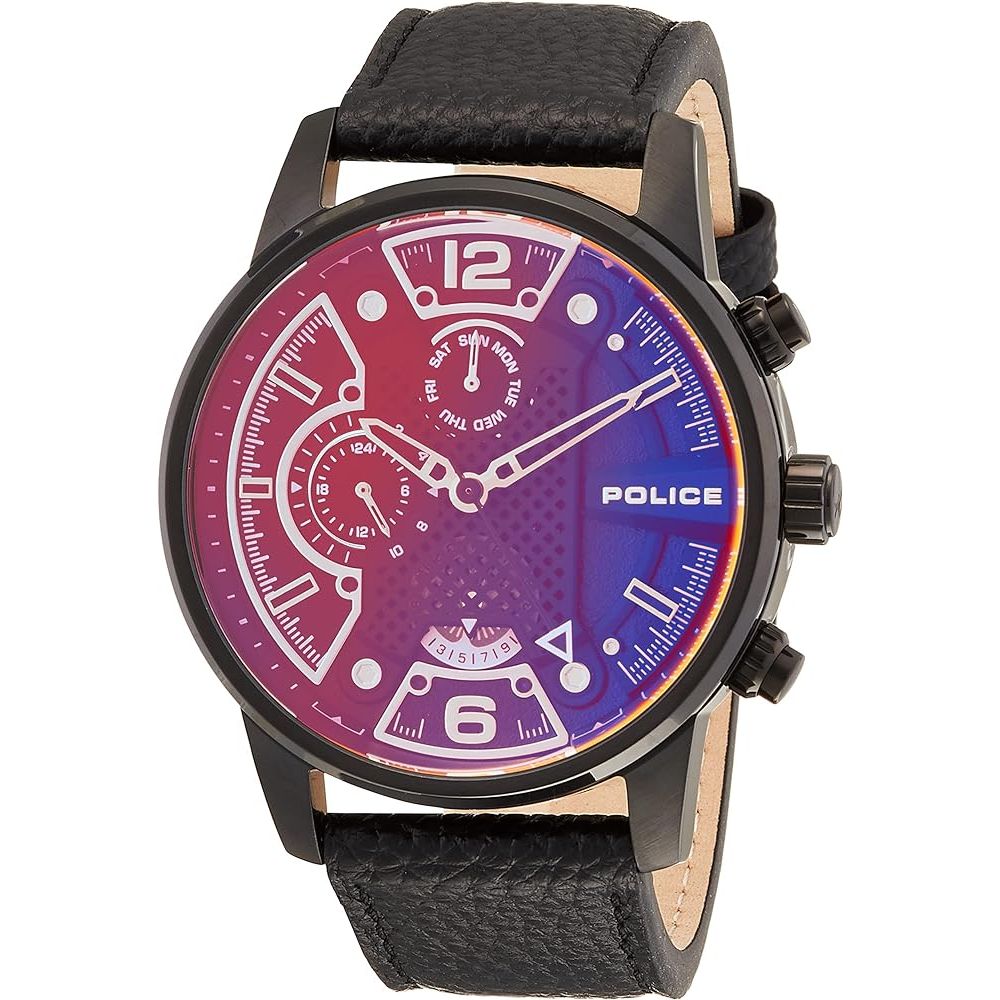 Police Black Leather Watch Police