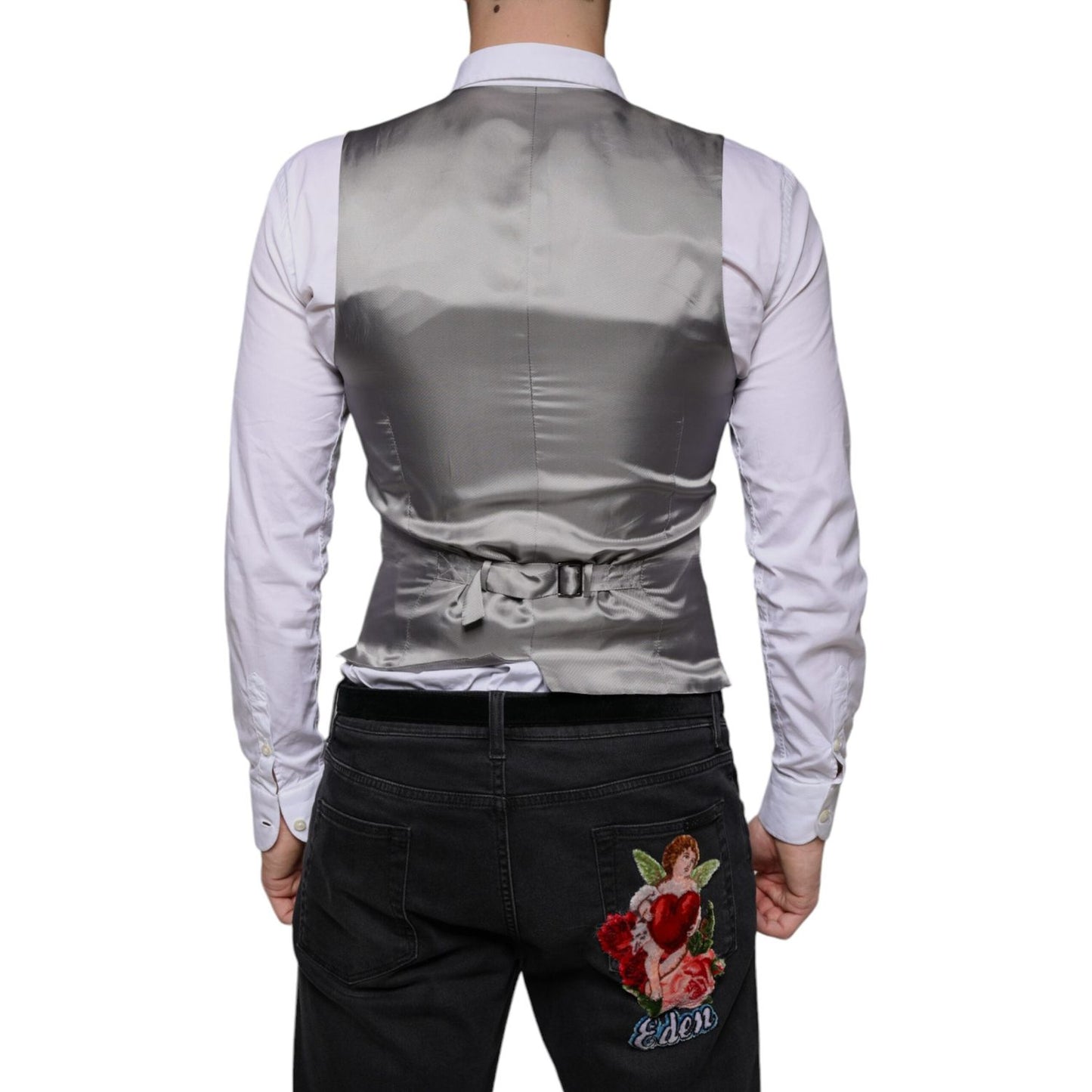 Dolce & Gabbana Light Gray Wool Formal Dress Waistcoat Vest Dolce & Gabbana