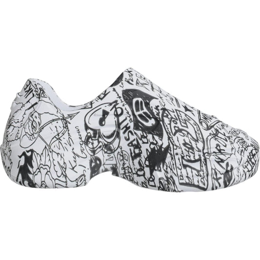 Dolce & Gabbana White Black Graffiti Daymaster Sneakers Shoes