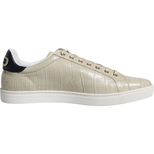 Dolce & Gabbana Beige London Leather Low Top Sneakers Shoes