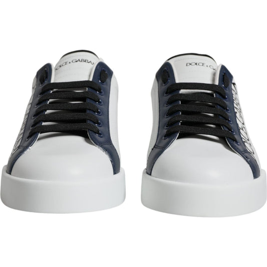 Dolce & Gabbana White Blue Leather Crown Milano Sneakers Shoes Dolce & Gabbana